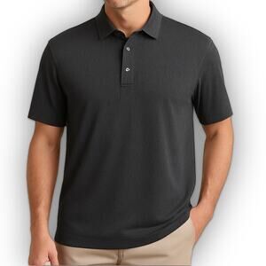 Nat Nast Textured Gray Polo Shirt Classic Fit Casual Golf Wear L